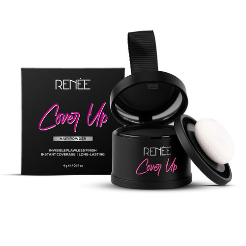 RENEE Cover-Up Hair Powder- Black Helps Cover Grey Roots & Bald Spots Instantly Highly Pigmented For Fuller and Denser Hair Long-Lasting & Natural Matte Finish 4 gm