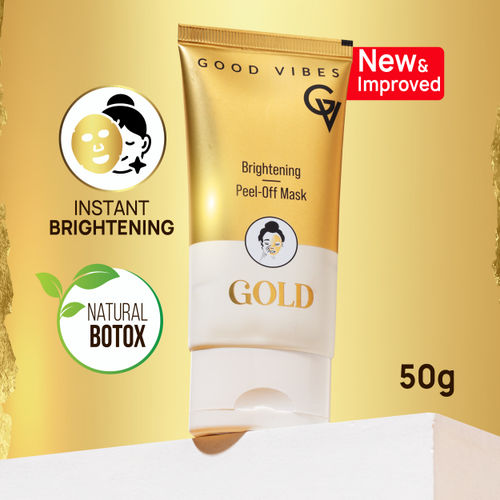 Good Vibes New & Improved Gold Brightening Peel Off Mask with Instant Brightening Instant Firming and Natural Botox Effect (50 gm)