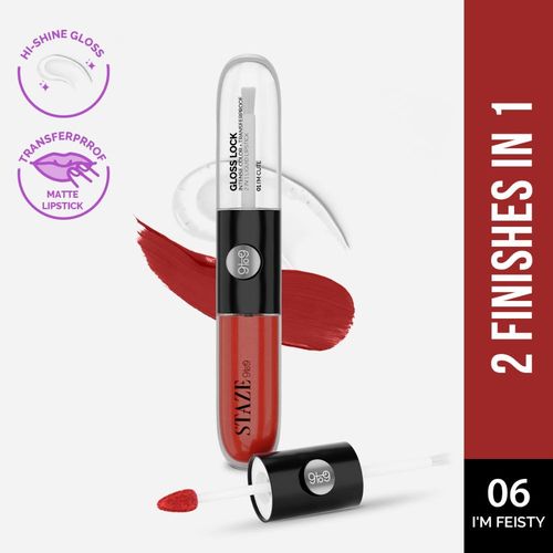 Staze 9to9 Gloss Lock 2-in-1 Liquid Lipstick | Color-locking Gloss | Ultra-pigmented Lipstick | 06 I'm Feisty |&nbsp;7 gm