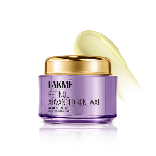 Lakme Retinol Advanced Renewal Night Gel Creme, with Pro-Retinol + Peptide, Night Gel Creme, for Fine Lines, 50 gm
