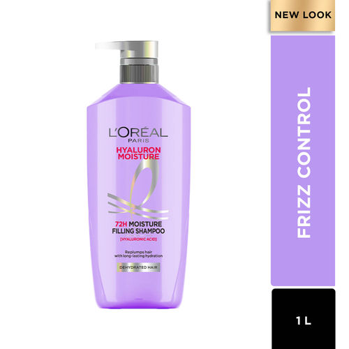 L'Oreal Paris Hyaluron Moisture 72HR Moisture Filling Shampoo powered by Hyaluronic Acid, for Frizz-free, Hydrated and Bouncy Hair Full of Life | 1000ml