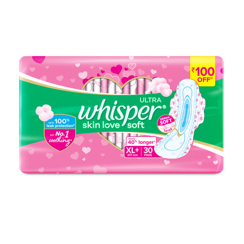Whisper Ultra Soft Sanitary Pads - 30 Pieces (XL Plus)