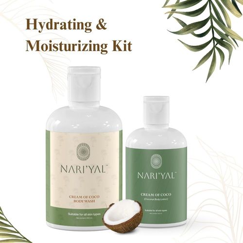 NARI'YAL Cream Of Coco Body Lotion Infused With Coconut Oil & Gentle Cleansing Cream Of Coco Body Wash Kit 300 ml