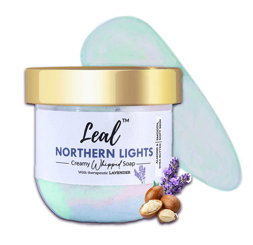 Leal Northern Lights Lavender Bath Cream Whipped Soap | Moisturising Body Wash Enriched with Shea Butter & Almond Oil | Soap-free & Sulphate-free formula - 160 gm
