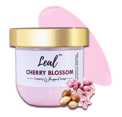 Leal Cherry Blossom Bath Cream Whipped Soap | Moisturising Body Wash Enriched with Shea Butter & Grapeseed Oil | Soap-free & Sulphate-free formula - 160 gm