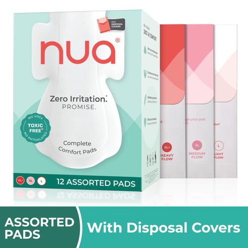 Nua Complete Comfort Assorted Pads (with Disposal Covers), 12 pcs