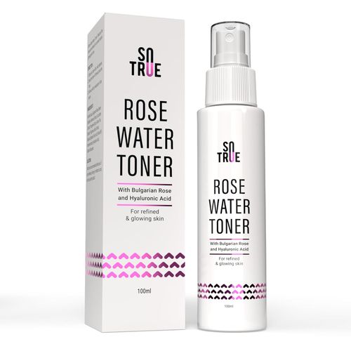 SOTRUE Rose Water Spray For Face | Alcohol Free Face Toner with Bulgarian Rose & Hyaluronic Acid 100 ml | Skin Refining, Pore Tightening | Suitable for Oily, Acne Prone, Dry and Normal Skin