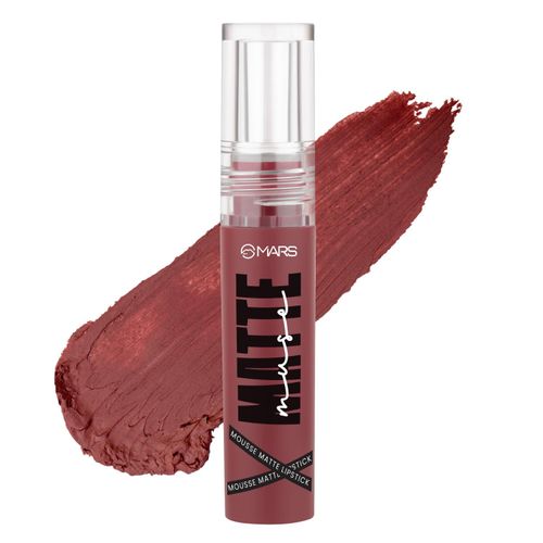 MARS Matte Muse Mousse Lipstick (3 ml) (01-LEADING LADY) with Doe-Foot Applicator | Highly Pigmented | Smooth Texture | Hydrating Formula | Blurry Lips Effect
