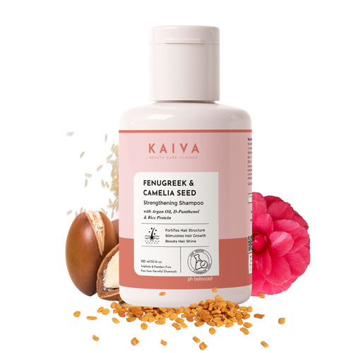 KAIVA Fenugreek and Camelia Seed Shampoo enriched with Argan Oil, Rice Water for Strands Strengthening | Nourishes Scalp | Reduces Frizz | Paraben & Sulfate-Free - 100 ml