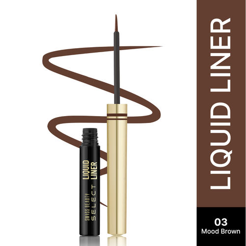 Swiss Beauty Select Here To Stay Liquid Liner Enriched With Chamomile Oil & Almond Oil 3-Mood Brown 3 ml