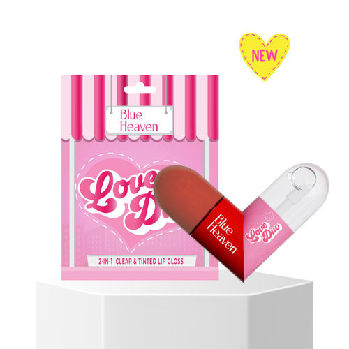 Blue Heaven Love Duo 2-in-1 Clear & Tinted Lip Gloss | Infused with Vitamin E | Boo (Clear) | 1.7 ml *2