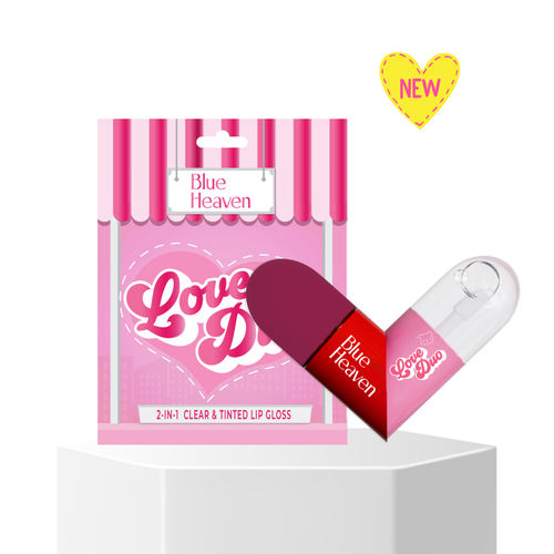 Blue Heaven Love Duo 2-in-1 Clear & Tinted Lip Gloss | Infused with Vitamin E | Hydrating & Non-Sticky | Long-Lasting | Glossy Finish | Simp (Clear+ Mauve) | 1.7ml *2