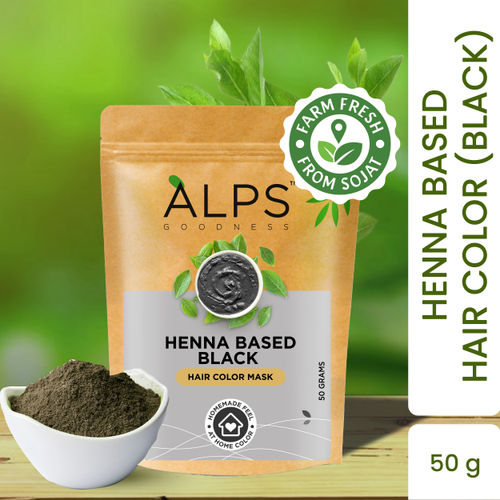 Alps Goodness Henna Based Hair Color Powder - Black (50 gm) | Ammonia Free | Peroxides Free | Enriched with herbs| Black Henna Powder | Kali Mehendi| Sojat Mehendi| Henna Powder for Hair | Alps Goodness Henna