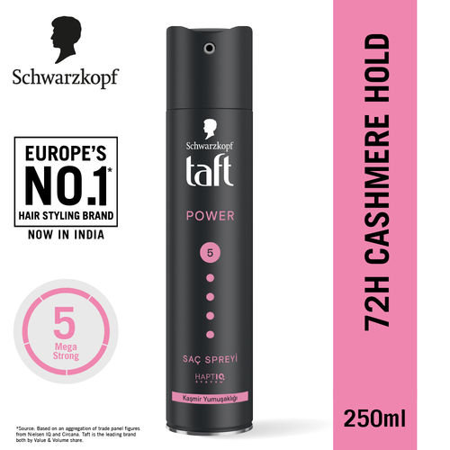 Schwarzkopf TAFT Power Hold 5 Hair Spray for Heat Protection, Gives Cashmere like Softness - 250 ml