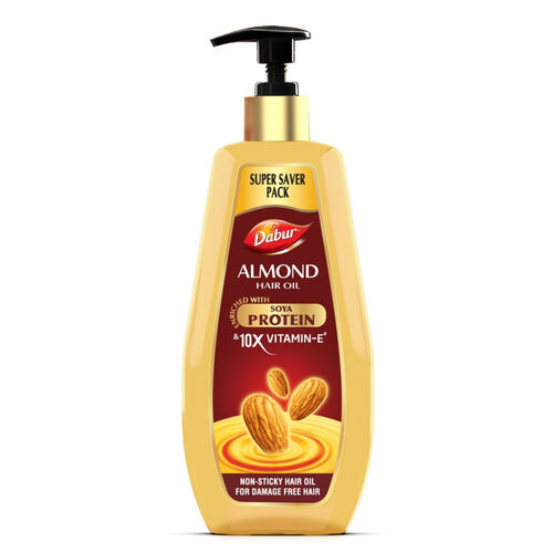 Dabur Almond Hair Oil - 650 ml | Provides Damage Protection | Non Sticky Formula | For Soft & Shiny Hair | With Almonds, Keratin Protein, Soya Protein & 10X Vitamin E