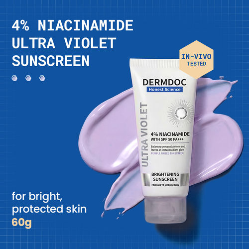 DERMDOC SPF 50 4% Niacinamide Ultra Violet Brightening Sunscreen (60 gm) | PA+++ | Sunblock I Sunscreen for Oily Skin I UV Protection I Shine Free Formula&nbsp;| 60g for the Price of 50g (20% EXTRA FREE!)