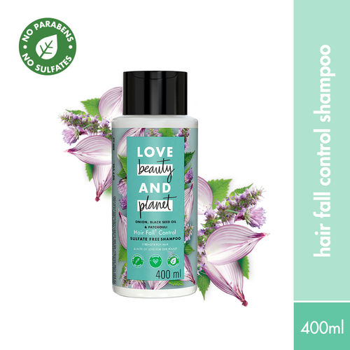 Love Beauty Planet Onion, Blackseed & Patchouli Hairfall Control Sulfate Free Shampoo, 400 ml