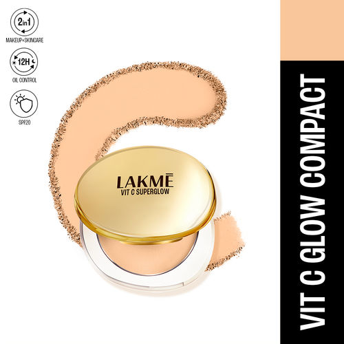 Lakme Makeup+Skincare VitC Superglow Skin Perfecting Compact Sand16 8 gm