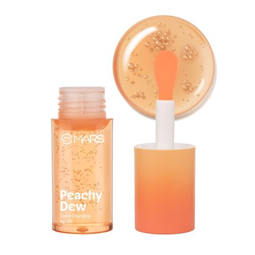 MARS Color Changing Lip Oil (3.5 ml) (04-PEACHY DEW) With Fat Applicator | Skin Nourishing Ingredients - Olive Fruit Oil, Jojoba Oil | Hydrating & Moisturising