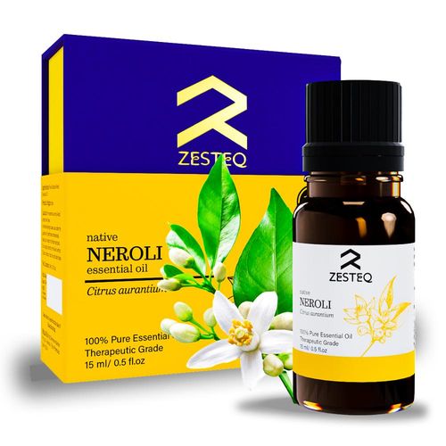 Zesteq Undiluted Organic Neroli Essential Oil (15 ml) | Clinically Tested | Calms Mind, Hydrates Skin, Enhances Radiance | Certified Organic