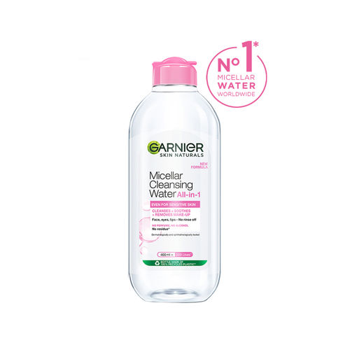 Garnier Micellar Cleansing Water - Gentle Cleanser & Make Up Remover For Everyday Use - Suitable For Sensitive Skin, Dermatologically Tested, Vegan, For Men & Women, Remove 100% Dirt, Pollution, 400 ml