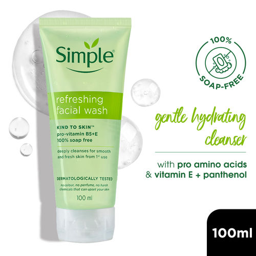 Simple Kind To Skin Refreshing Face Wash (100 ml) |&nbsp;For All Skin Types&nbsp;| No Soap, No Added Perfume, No Harsh Chemicals, No Artificial Color, No Alcohol and No Parabens