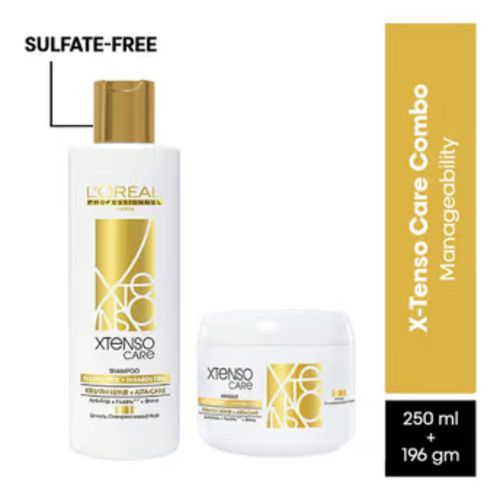 L'Oreal Professionnel X-Tenso Care Sulfate free Shampoo 250 ml & Mask 250 gm For Frizzy Hair With Keratin Combo of 2
