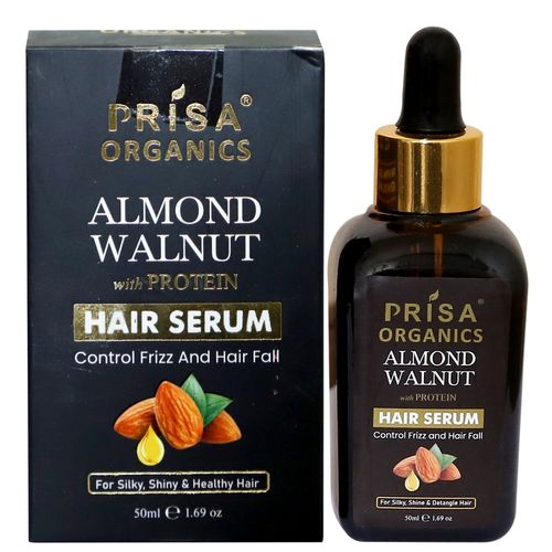Prisa Organics Almond & Walnut with Protein Detangle Hair Serum, control Fizzy & Hair fall. for Silky & Shiny Hair 50 ml