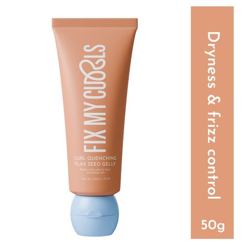 Fix My Curls Curl Quenching Flaxseed Gelly | With Aloe Vera, Chia & Flaxseed | For Curly, Wavy & Frizzy Hair | Silicone Free Curl Definition with Strong Hold Curl Defining Gel | Vegan | 50 gm
