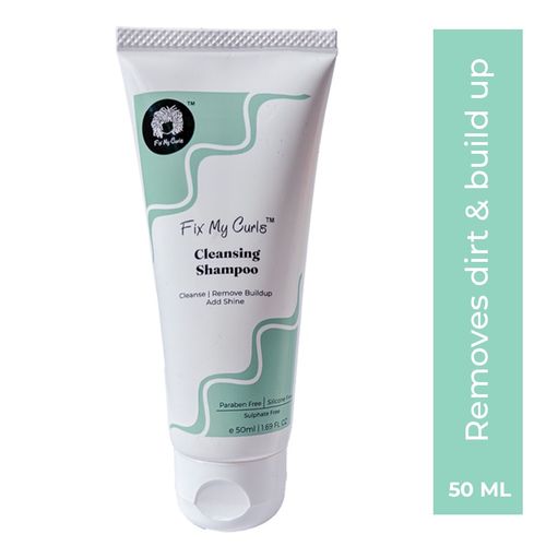 Fix My Curls Cleansing Shampoo | For Curly, Wavy, Frizzy Hair | Clarifying Shampoo, Anti-Dandruff, & Itchy Scalp Solution with Apple Cider Vinegar & Tea Tree Oil | Sulphate Free Hair Detox | 50 ml