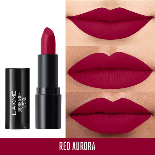 Lakme Cushion Matte Lipstick, Red Aurora, 4.5 gm