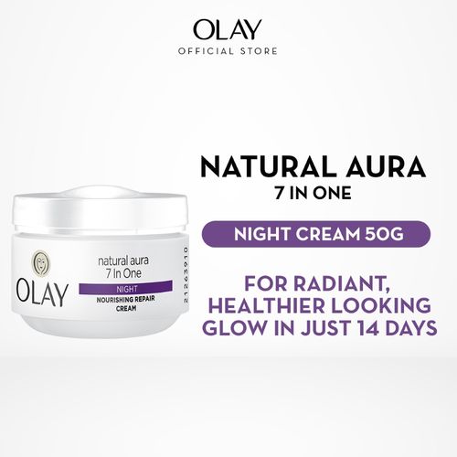 Olay Night Cream Natural Aura 7 in One Night Nourishing Repair Cream, 50 gm