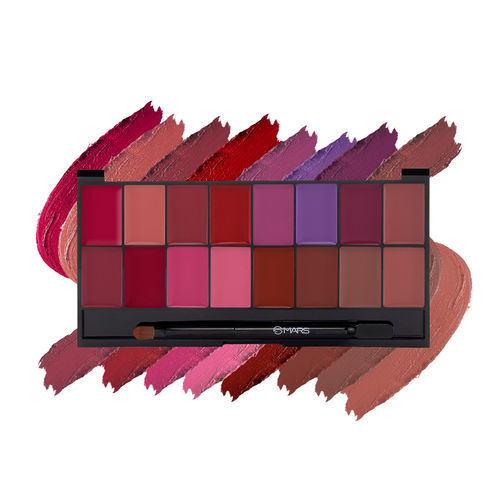 MARS Infinity Lip Palette | Demi Matte | 16 Colors to Infinte Lipstick Colors | Free Spatula cum Applicator (36 gm) (02-Multicolor)