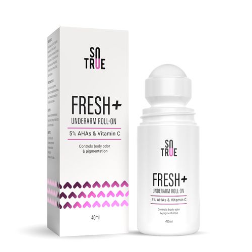 SOTRUE Fresh + Underarm Roll-on With 5% AHA & Vitamin C, Controls Body Odour & Pigmentation, for Radiant Underarms, Helps Reduction in Pigmentation & Hydrates Dry Skin (40 ml)