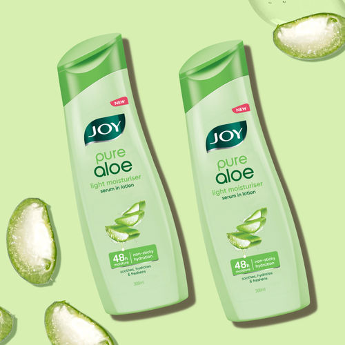 Joy Aloe Vera Serum Body Lotion for 24 Hour Moisturization in Summers For Oily Skin | Lightweight, Non Sticky & Non Greasy, Pack of 2, (300ml x 2)