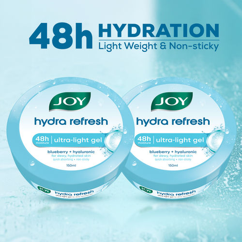 Joy Hydra Refresh Ultra Light Gel, Zero-Oil Moisturiser 150 ml x 2 - Non Sticky & Lightweight Face Cream for Oily Skin for 48hr Moisturization ( Pack of 2 )