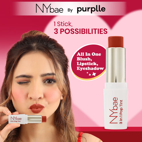 NY Bae 3 in 1 Pop Tint | Eyeshadow | Blush | Lip & Cheek Tint | Korean Beauty | Dewy Finish | K- beauty | Lipstick | Lip Balm - Peach Sorbet 03 (4.5 gm)