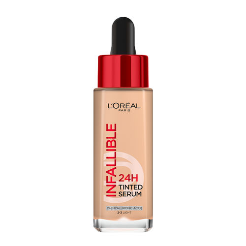 L'Oreal Paris Infallible 24H Tinted Serum Foundation, Light-weight Coverage, Dewy & Radiant Finish, Transfer-proof, 2-3 Light, 30 ml