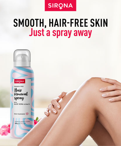 Sirona Hair Removal Spray Foam with Aloe Vera Extracts and Rose Fragrance | For Legs, Arms & Underarms | Removes Hair in 10 Minutes | Parabens Free | Dermatologically Tested | 200 ml