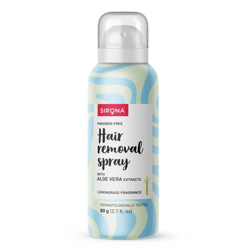 Sirona Hair Removal Spray Foam with Aloe Vera Extracts and Lemongrass Fragrance | For Legs, Arms & Underarms | Removes Hair in 10 Minutes | Parabens Free | Dermatologically Tested | 80 ml