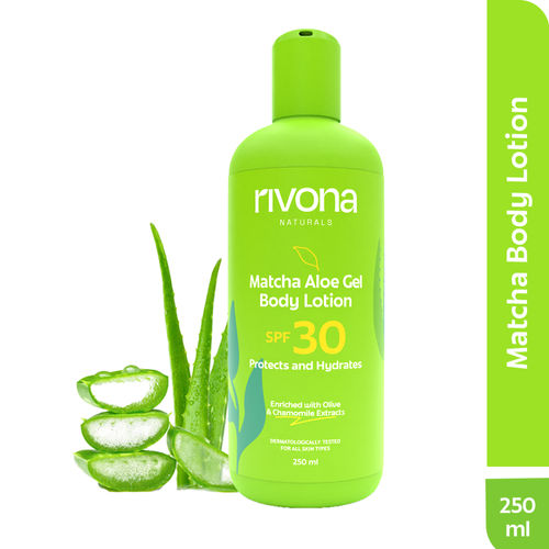 Rivona Naturals Matcha Aloe Gel Body Lotion with SPF 30 | Aloe Vera + Matcha | Sun Protection and Nourishment | For Men & Women | All Skin types |250 ml