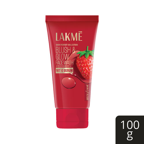 Lakme Blush & Glow Hydrating Strawberry Facewash, with Vitamin C Serum, 100 gm