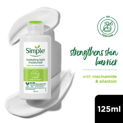 Simple Kind To Skin Hydrating Light Moisturiser Lotion 125 ml | For All Day-Long Hydration | For All Skin types