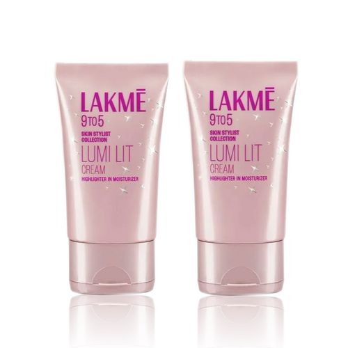 Lakme Lumi Strobe Cream Duo (Highlighter + Moisturizer + Primer Dewy Rose 30 gm x 2)