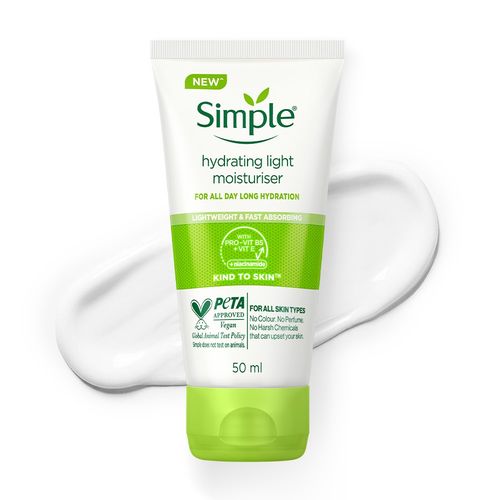 Simple Hydrating Light Moisturiser, 50 ml | 12hr Hydration | With Niacinamide, Pro-Vitamin B5, Glycerin & Borage Seed Oil | Lightweight, Non-Greasy Formula | For Soft, Smooth Skin