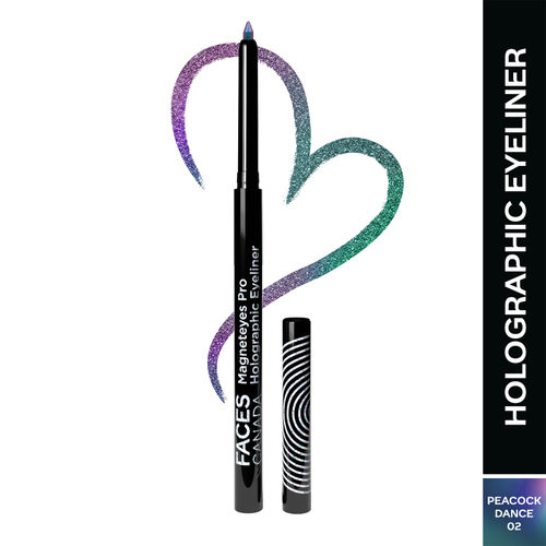 FACES CANADA Magneteyes Pro Holographic Eyeliner - Peacock Dance 02, 0.25 gm | Multichrome / Duochrome Eyeliner | Metallic & Shimmer Finish | Longlasting | Waterproof & Smudgeproof