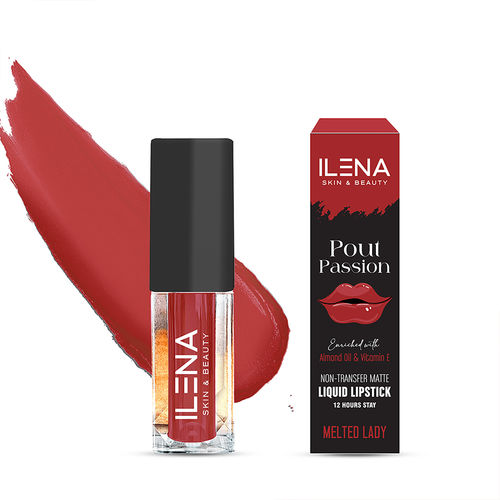 Ilena Pout Passion Non-Transfer Matte Liquid Lipstick, Melted Lady Shade, 12 Hours Stay, Enriched With Almond Oil And Vitamin E And Vitamin E, Natural, No Mineral Oil, Paraben & Cruelty Free (4 ml)