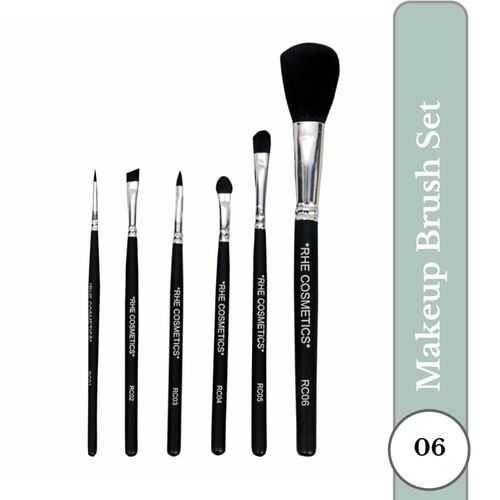 Rhe Cosmetics Premium Brush Set For Face & Eye Makeup - Pack Of 06 Pcs (50 gm)