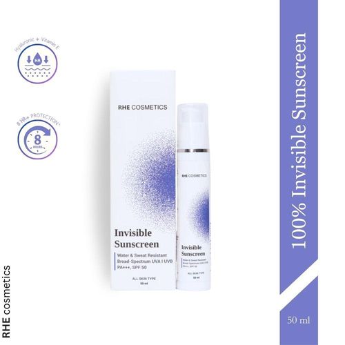 Rhe Cosmetics 100% Invisible Sunscreen-Lightweight, Hydrating With Hyaluronic Acid & Vit E-Spf 50+ (50 ml)