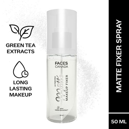 FACES CANADA Ultime Pro Matte Makeup Fixer Mini, 50 ml | Long Lasting Makeup Setting Spray | Keeps Makeup Intact | Flawless Matte Finish | Hydrates, Soothes & Refreshes Skin | Non Drying & Controls Oil
